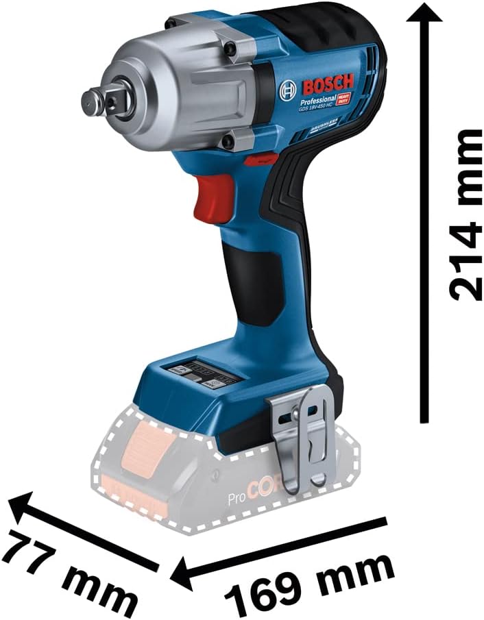 Bosch Professional Akku-Drehschlagschrauber GDS 18V-450 HC (Anziehmoment 450 Nm, Losbrechmoment 800