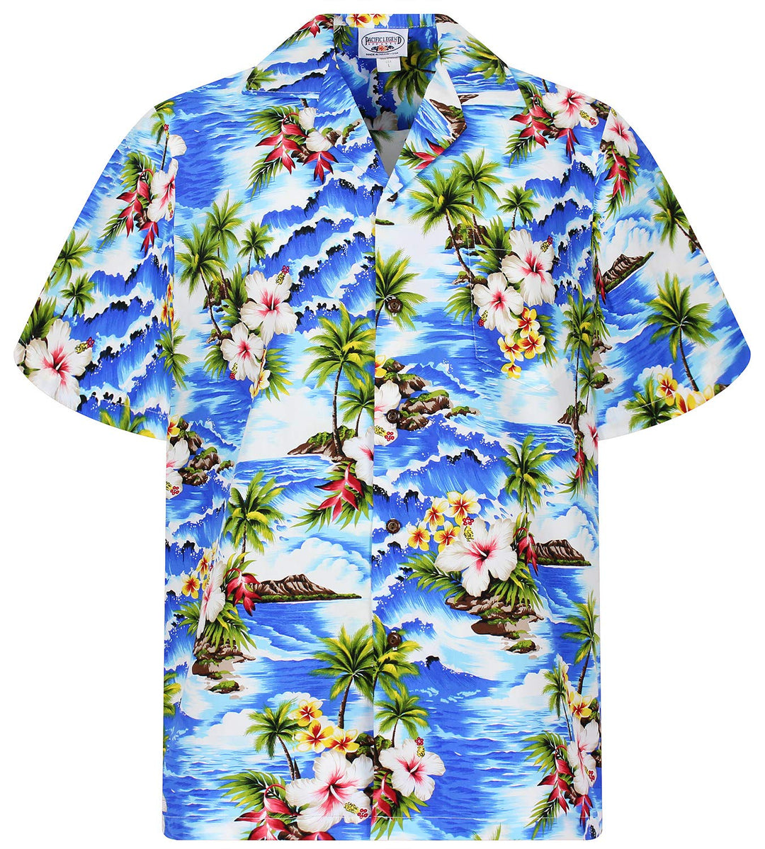 Pacific Legend Original Hawaiihemd, Kurzarm, Welle, Blau, 4XL