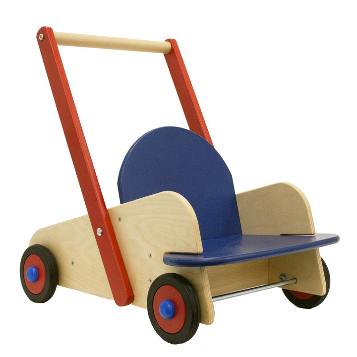 HABA 1646 - Lauflernwagen, Lauflernhilfe aus Holz mit Sitz und viel Platz zum Transportieren von Spi