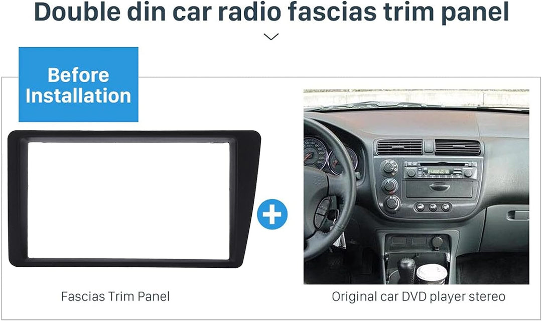 Qiilu Doppel-DIN-Installations-Dash-Kit, 2-DIN-Radio-Stereo-Armaturenbrett-Rahmenverkleidung, Ersatz
