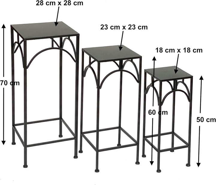DanDiBo Blumenhocker Metall Schwarz Eckig 50 - 70 cm Blumenständer 96132 3er Set Beistelltisch Blume