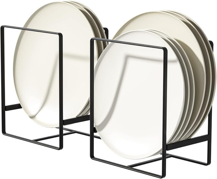 Metal 2 Pack Plate Rack/Dish Drainer - Kitchen Cabinet Storage Organiser, Tableware 2-pack Black, 2-