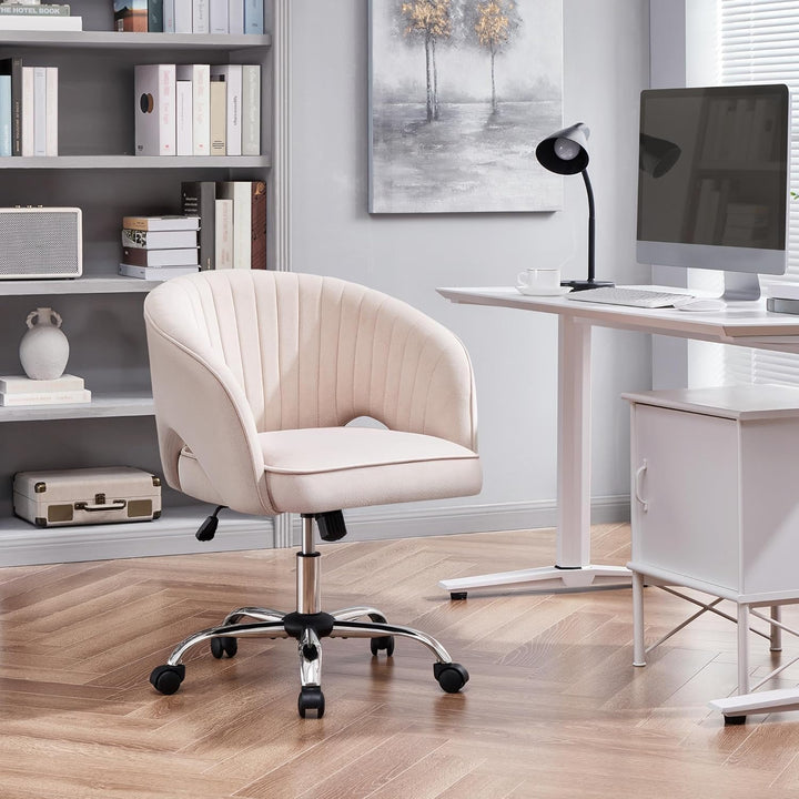 Yaheetech Bürostuhl mit Samtbezug, Ergonomischer Schreibtischstuhl mit Armlehnen, Drehstuhl mit Roll