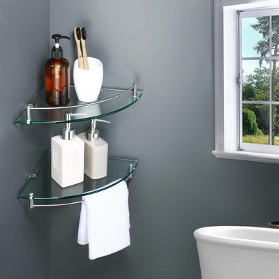KES Eckregal Glas Duschablage Glasregal Duschregal Glasregal Glasablage für Badezimmer Wandregal Ede