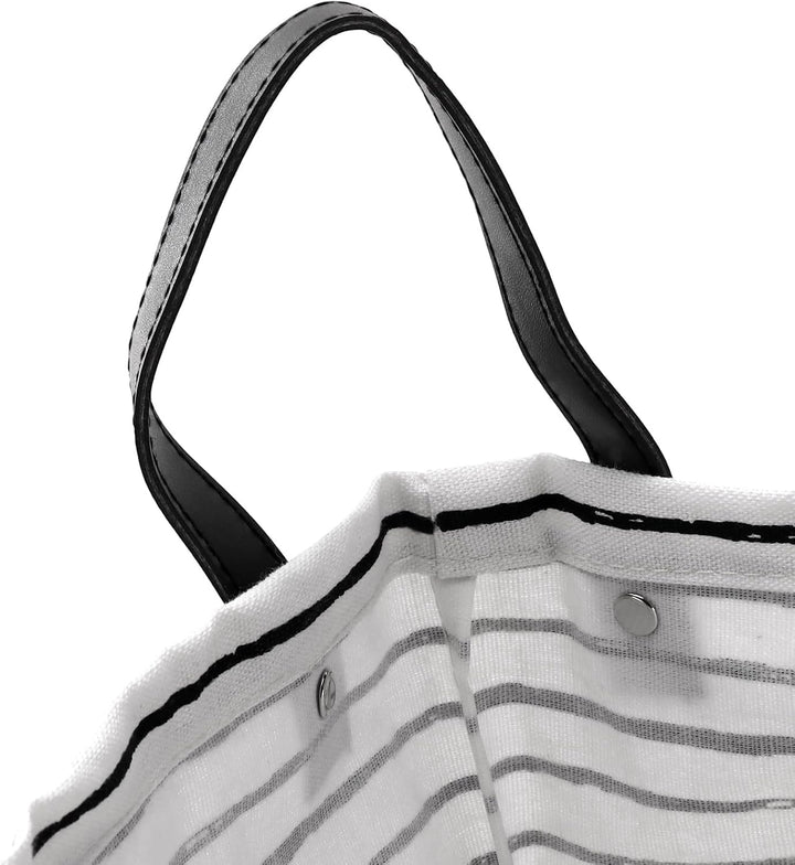 SINJEUN 4 Stück 35 x 60cm Faltbare Wäschesack mit Griffen, Schwarz Weiss Wäschekorb Gestreift Schmut
