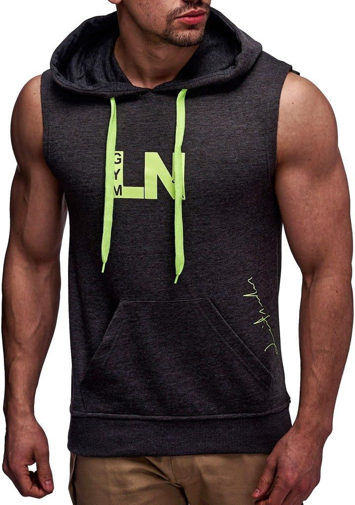 Leif Nelson Gym Herren Fitness T-Shirt Weste Trainingsshirt LN06260 S Anthrazit-gesprenkelt, S Anthr