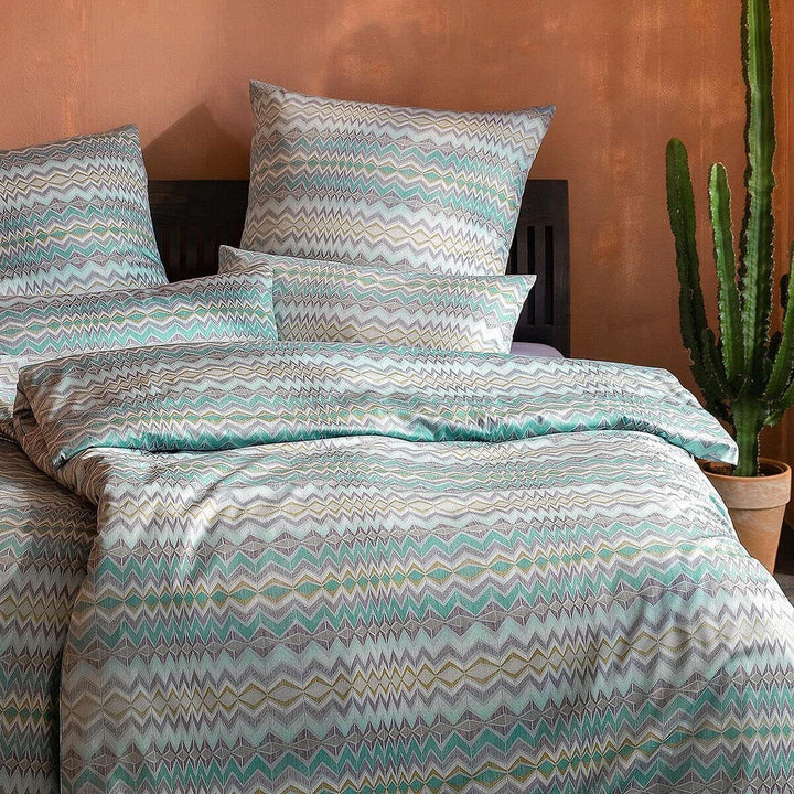 ESTELLA Mako-Satin Bettwäsche Nuria Mint 1 Bettbezug 155 x 220 cm + je 1 Kissenbezug 80 x 80 cm + 40