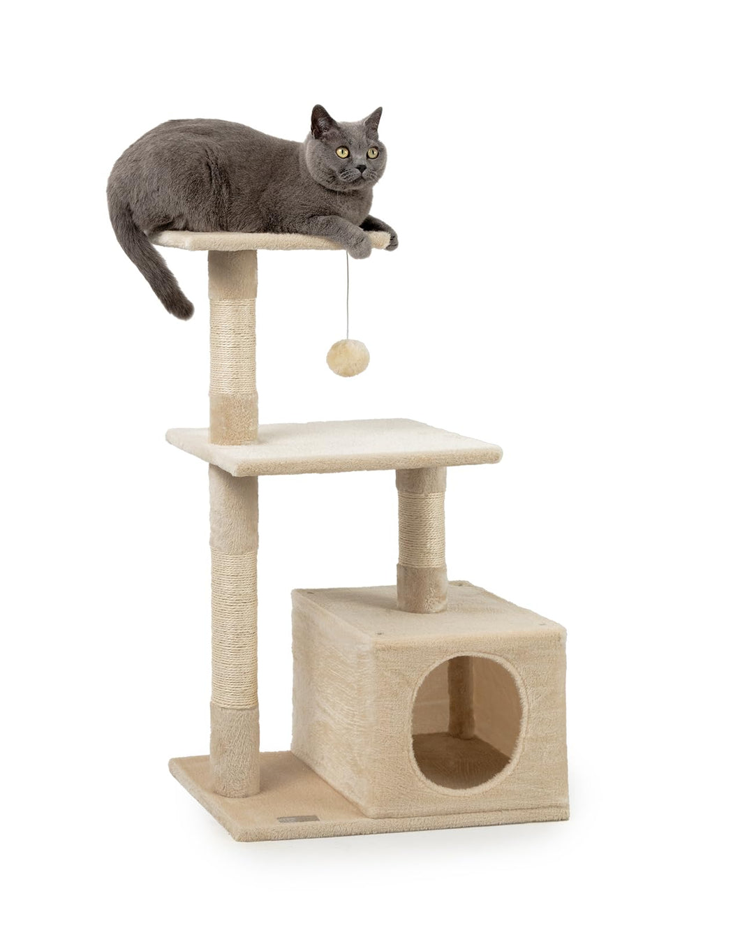 lionto Kratzbaum Kletterbaum Katzenkratzbaum Katzenbaum Höhe 85 cm, beige, Beige