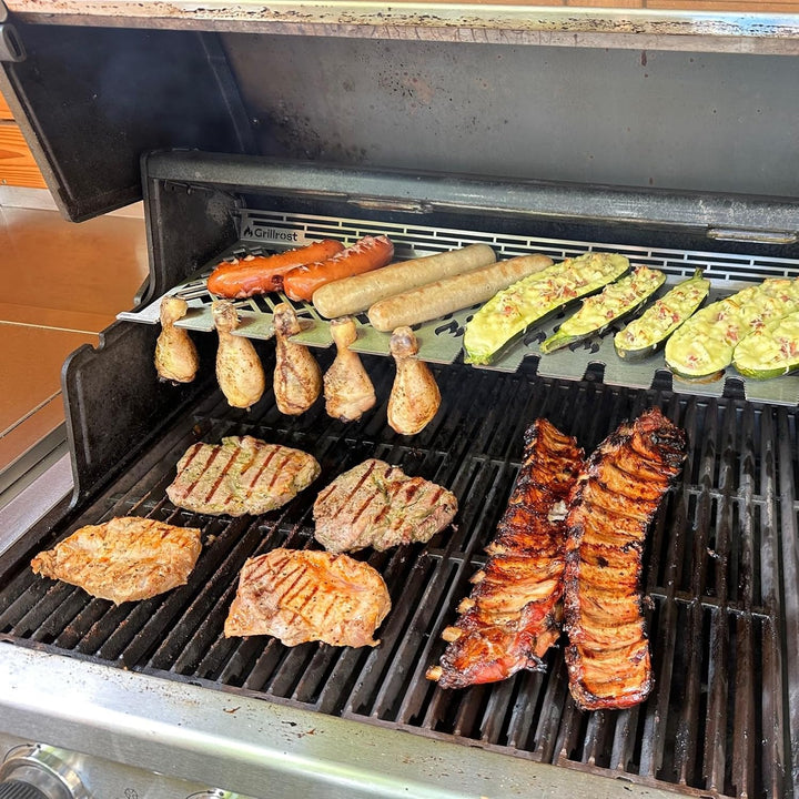 Grillrost.com Das Original Edelstahl Multistation | Warmhalterost für Broil King Baron/Regal/Imperia