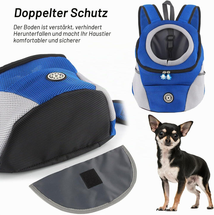 Hundetrage-Rucksack Welpentasche Kleine Haustier-Fronttasche mit Atmungsaktivem, Head-Out-Design, Wa