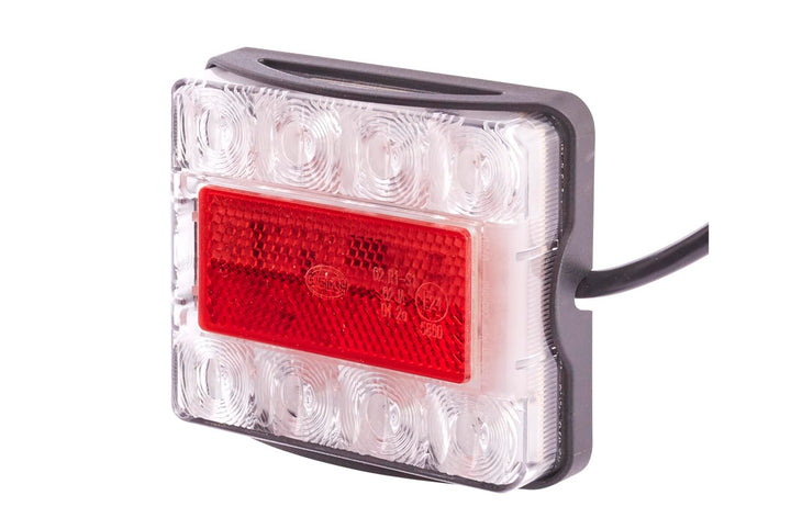 HELLA - Heckleuchte - LED - 12/24V - Anbau/geschraubt - Lichtscheibenfarbe: rot/transparent - Kabel: