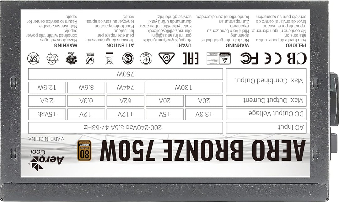 Aerocool Aero Bronze 750W 80 Plus Certified Power Supply Unit AEROB 750, AEROB 750
