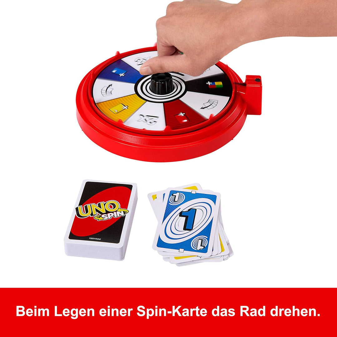 Mattel Games UNO Spin Kartenspiel für Kinder, Erwachsene und Spieleabende mit der Familie, Klassisch
