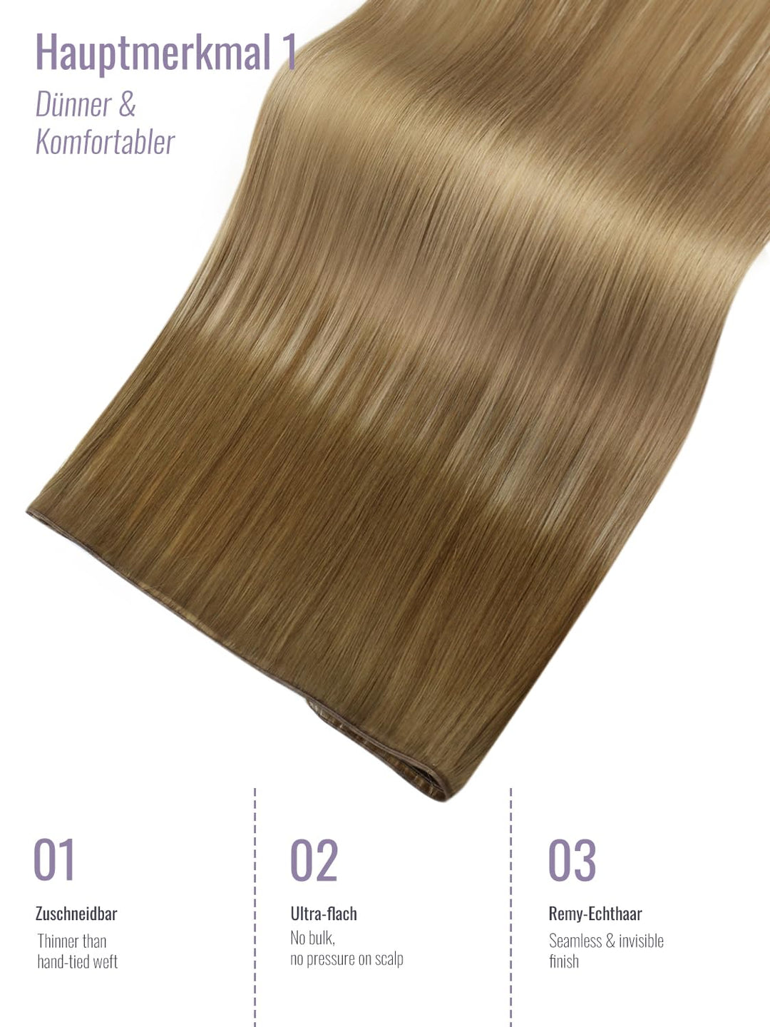 Fshine Echthaar Tressen 40 cm Haartressen Echthaar zum Einnähen 5 0g Ultradünn Genie Weft Extensions