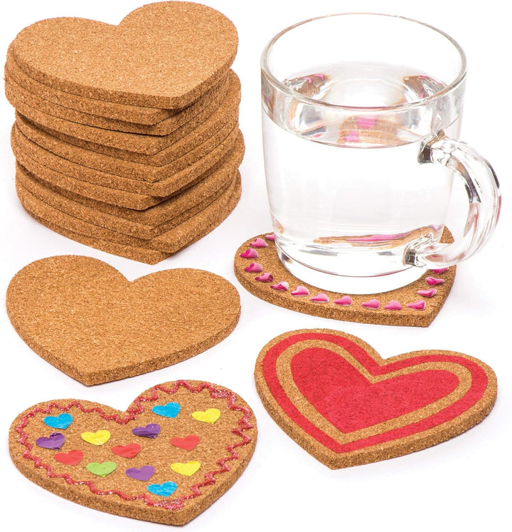 Baker Ross Grosspackung Kork-Untersetzer „Herz“ (30 Stück) – Bastelidee zum Valentinstag oder Mutter