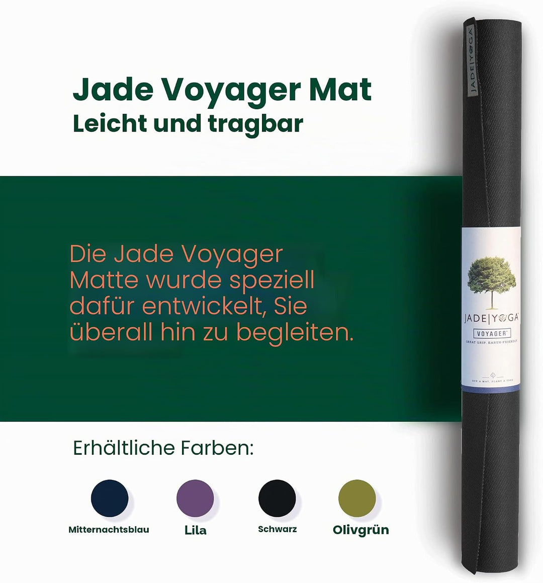 Jade Yoga Voyager Yogamatte, 1,6 mm Schwarz, Schwarz