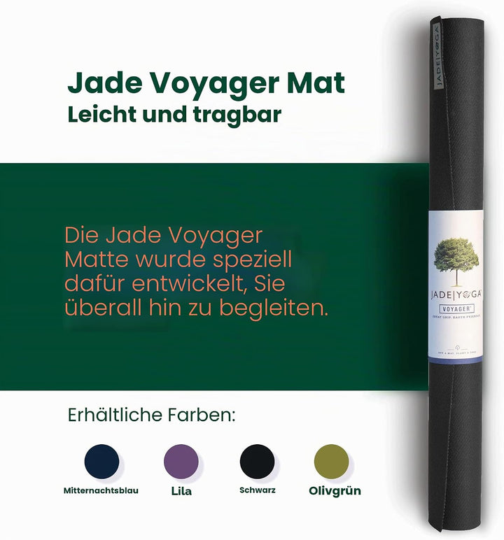 Jade Yoga Voyager Yogamatte, 1,6 mm Schwarz, Schwarz