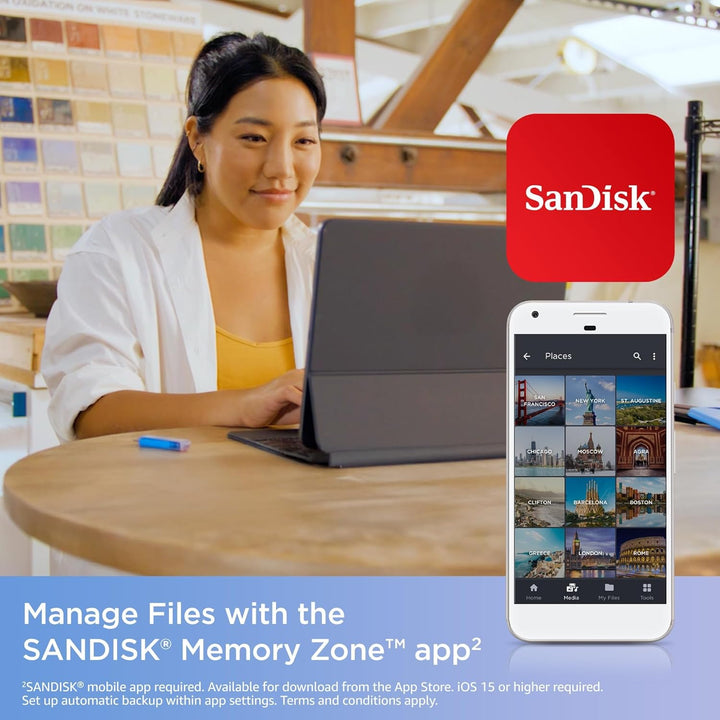 SanDisk Creator Phone Drive 256 GB (Für iPhone, iPad, PC & Mac, Lightning und USB Type-C, Automatisc