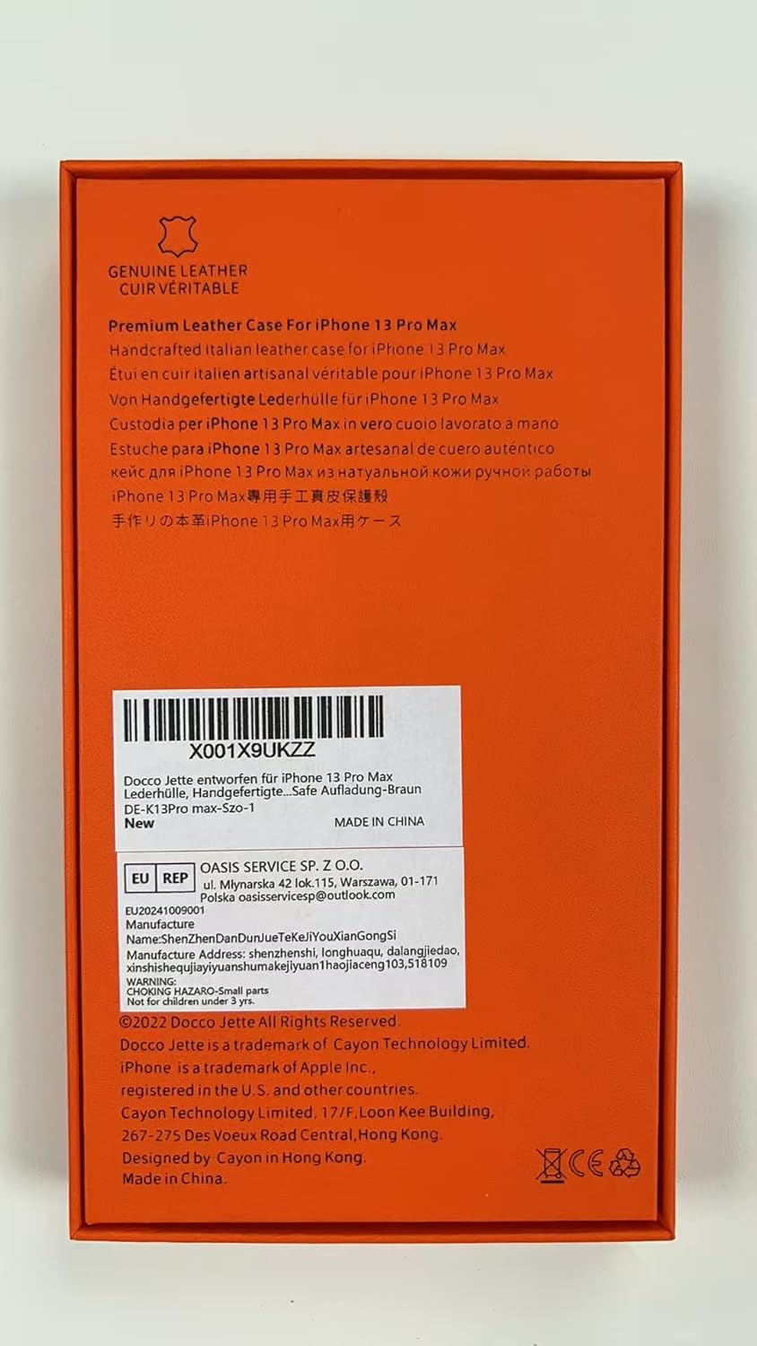 Docco Jette entworfen für iPhone 13 Pro Max Lederhülle, Handgefertigte Echtlederhülle für iPhone 13