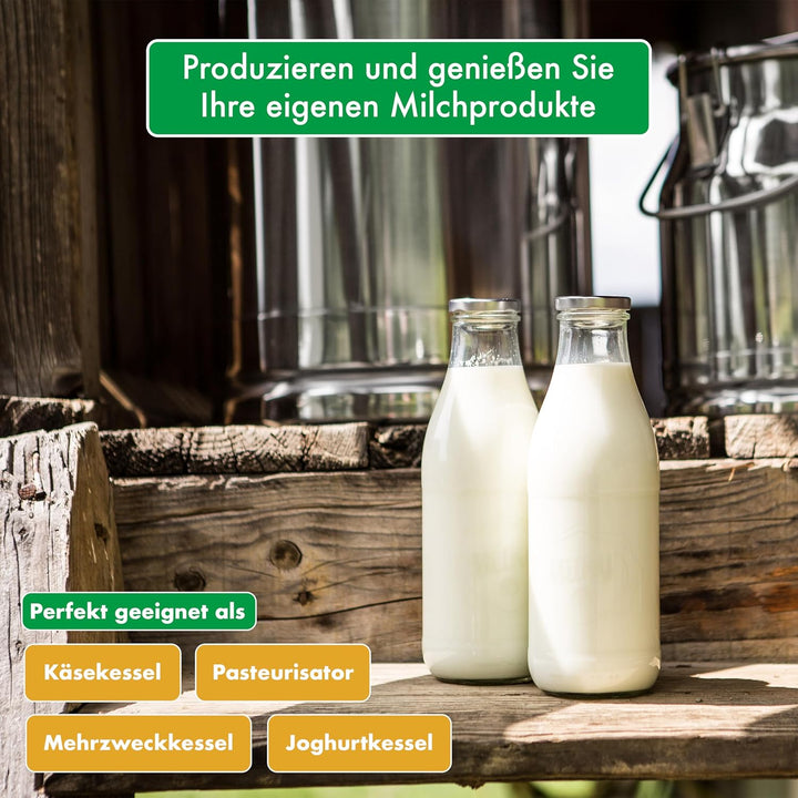 Milky Pasteurisator FJ 50 Eco - Dreiwandiger Käse- und Joghurt Kessel mit Zeit- und Temperatureinste