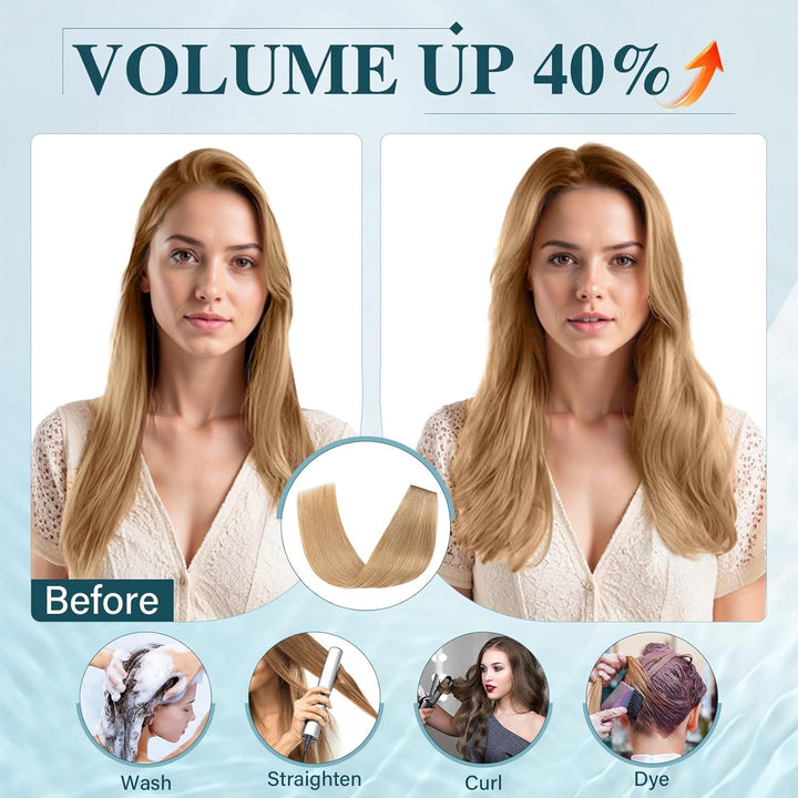 Elailite Echthaar Extensions Clip in #27 Honigblond, 5 Tressen Remy Haarverlängerung mit 12 Clips, 4