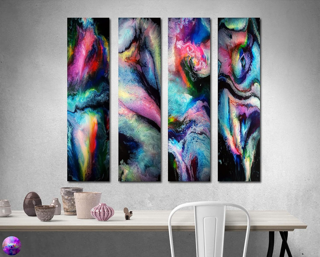 Bild auf Metall - 25 cm x 100 cm Moderne Kunst abstrakt - Kunstdruck auf leuchtend glänzenden Alumin