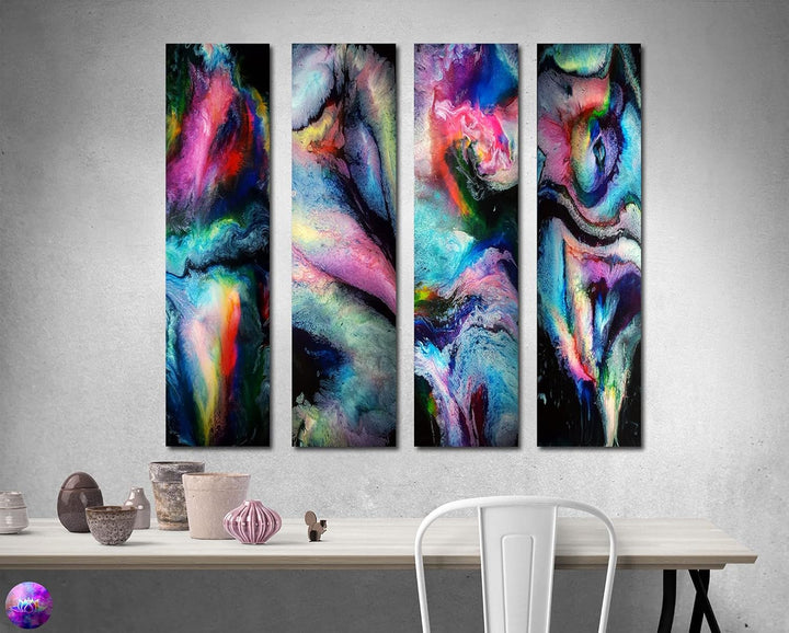 Bild auf Metall - 25 cm x 100 cm Moderne Kunst abstrakt - Kunstdruck auf leuchtend glänzenden Alumin