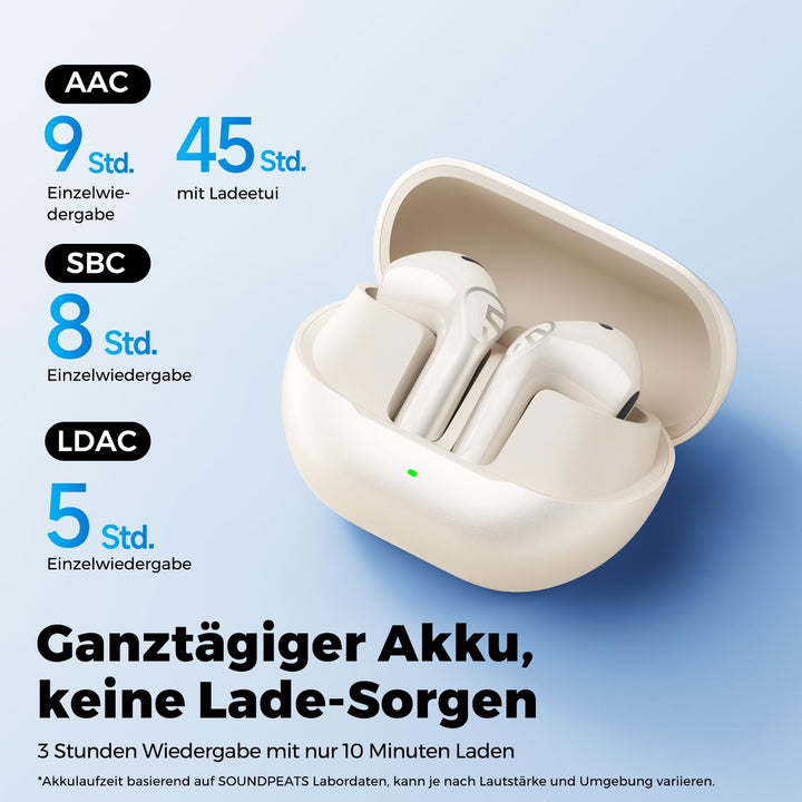 SoundPEATS Air6 HS Semi-in-Ear Bluetooth Kopfhörer, Beige | 13mm Dreimagnet-Treiber, LDAC+Hi-Res, 45