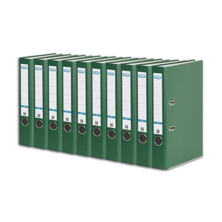Elba Ordner A4, Smart Pro, 5 cm schmal, Kunststoff aussen, grün, 10 Stück, grün