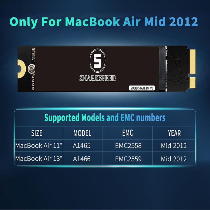 SHARKSPEED SSD 256GB Festplatte Intern Upgrade für MacBook Air 2012 A1465 A1466 EMC2558 EMC2559 (Mac