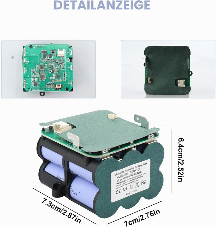 MXJFYY 21,6 V 4000 mAh Lithium-Ionen-Ersatzakku, kompatibel mit Zubehör für kabellose Handstaubsauge