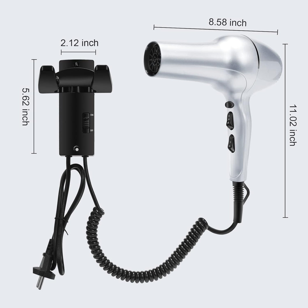 QL Föhn Ionen,Haartrockner mit Halterung und Diffusor,2200W,Wand fön mit AC Bürstenloser Motor für H