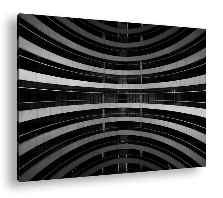deyoli moderne Gebäude-Architektur Format: 80x60 Effekt: Monocrome Blau als Leinwand, Motiv fertig g