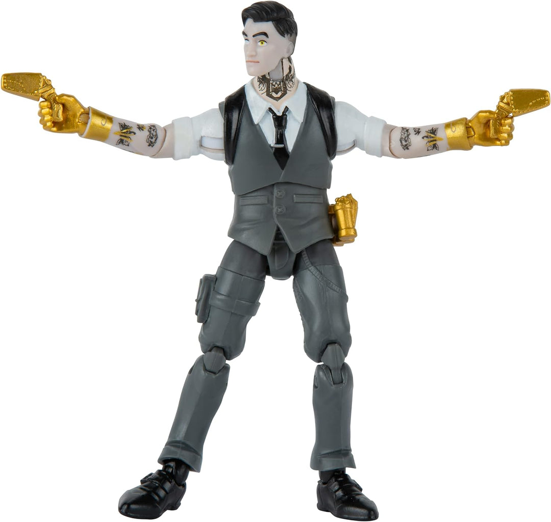 FORTNITE FNT1068 Midas (Master Grade) – 10,2 cm Gelenkfigur mit Rüstung, Rückenbling und Erntewerkze