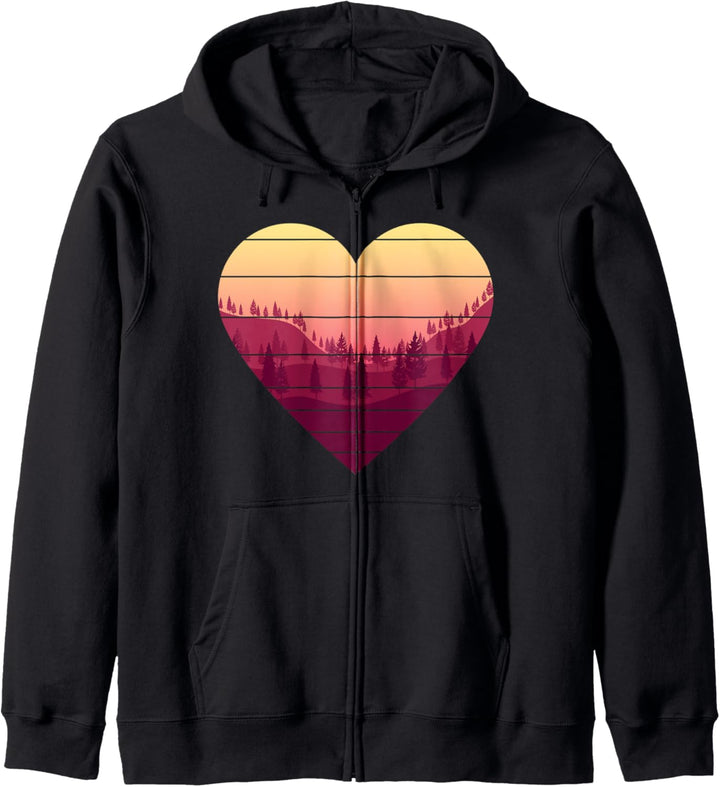 Natur Outdoor Bäume Landschaft Retro Herz Wald Kapuzenjacke