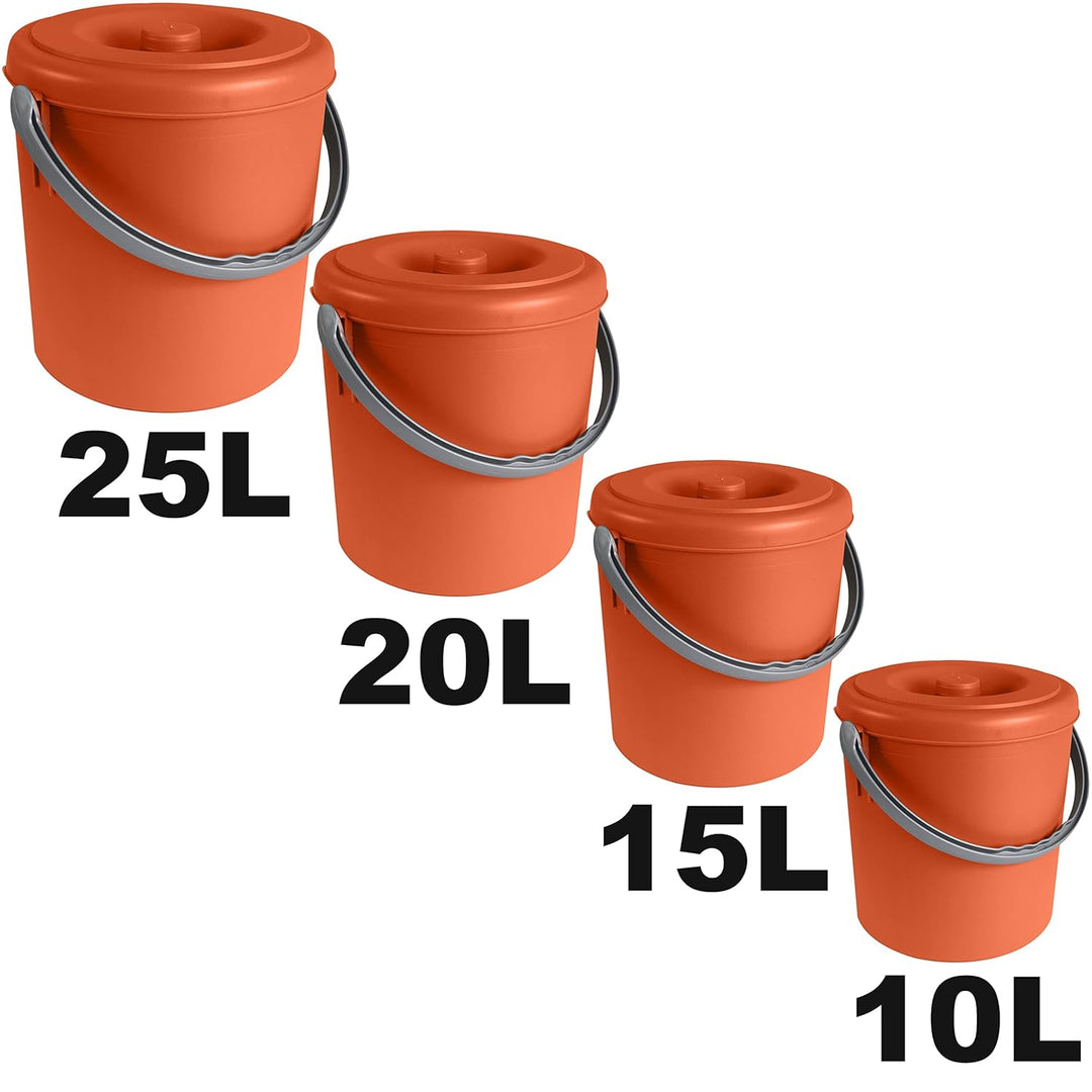 #11 Mülleimer 20 Liter mit verschliessbarem Deckel und Henkel - Orange - 33cm hoch - Ø31cm Abfallsam