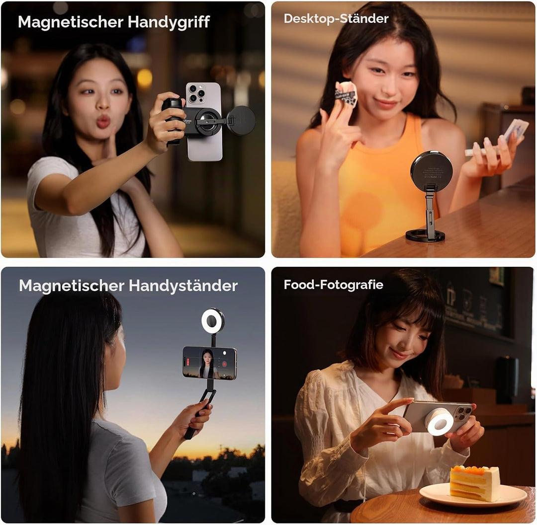 ULANZI ML05 Magnetische Selfie Licht für iPhone, Dual Magnet LED Ringlicht mit Spiegel, 9000K CRI≥97