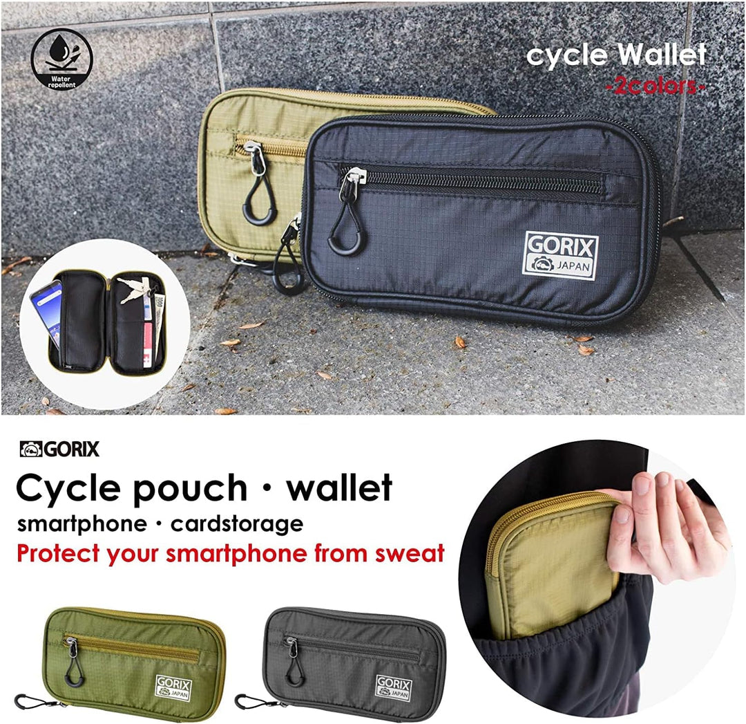 GORIX Cycle Wallet Pouch Bag wasserdichte Handytasche Rennrad MTB Fahrrad (BKPO) (schwarz)
