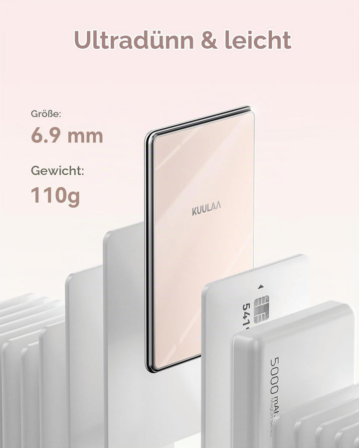 Kuulaa Magsafe Power Bank, Ultra-Slim Wireless Portable Charger, 5000mAh Magnetic Phone Charger with