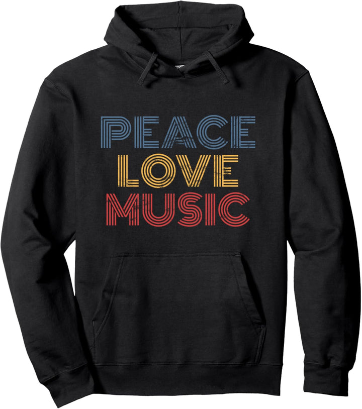 Peace Love Music Rock and Roll Musiker Festival Konzert 70er Jahre Pullover Hoodie