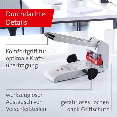 Novus B 2200 Blocklocher (200 Blatt, Zwei- und Vierfach-Lochung, Metall/Kunststoff) lichtgrau