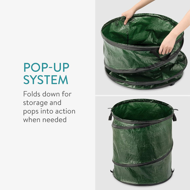 Navaris 3X Pop-Up Gartenabfallsack 150l - Ø53x65cm - Gartensack Set selbstaufstellend faltbar selbst