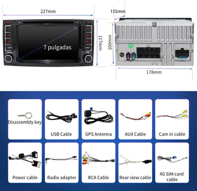 Autoradio für VW T5 Multivan & VW Touareg, [Android 13 4GB+64GB 2.0Ghz] CAWELL 7 Zoll HD Doppel DIN