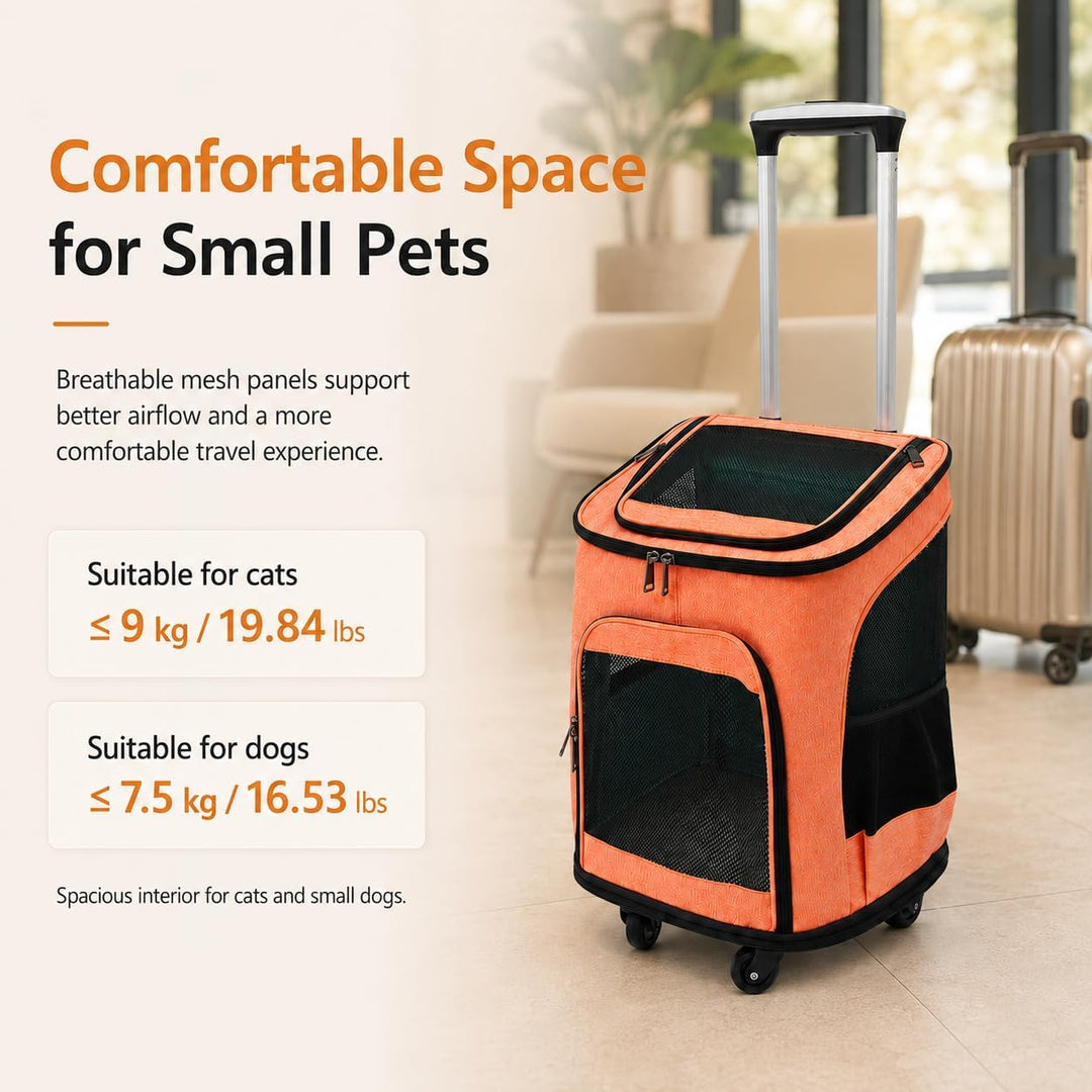 Transporttasche für Katze mit Rollen ABS Hundetrolley Atmungsaktives Design Freistehend Faltbare Kat