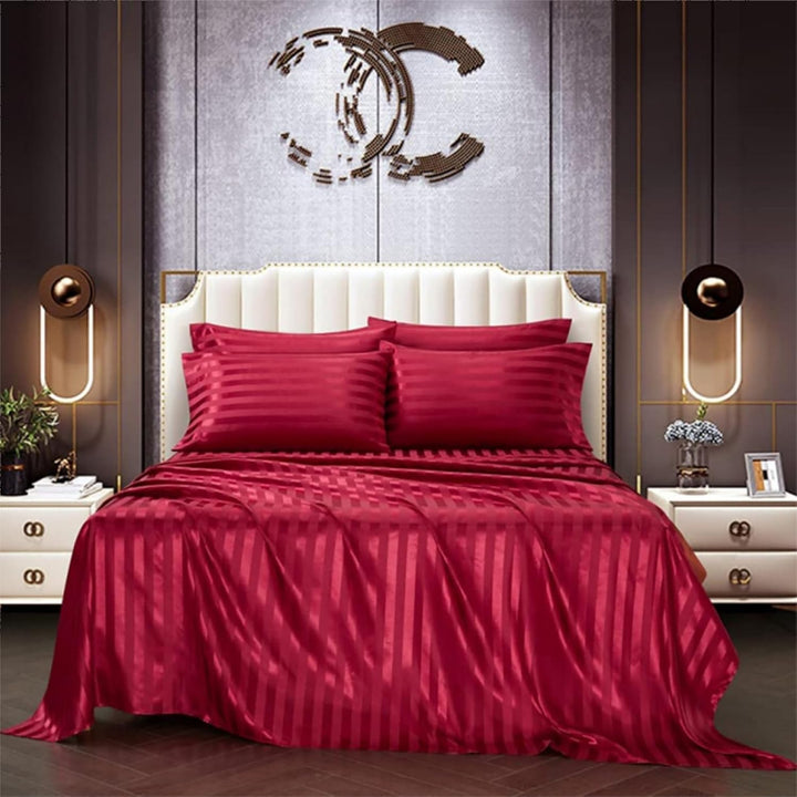 Tospass Sommer Satin Bettwäsche 200x200 cm Rot Glatt Weinrot Bettwäsche Set Luxus Seide Deckenbezug