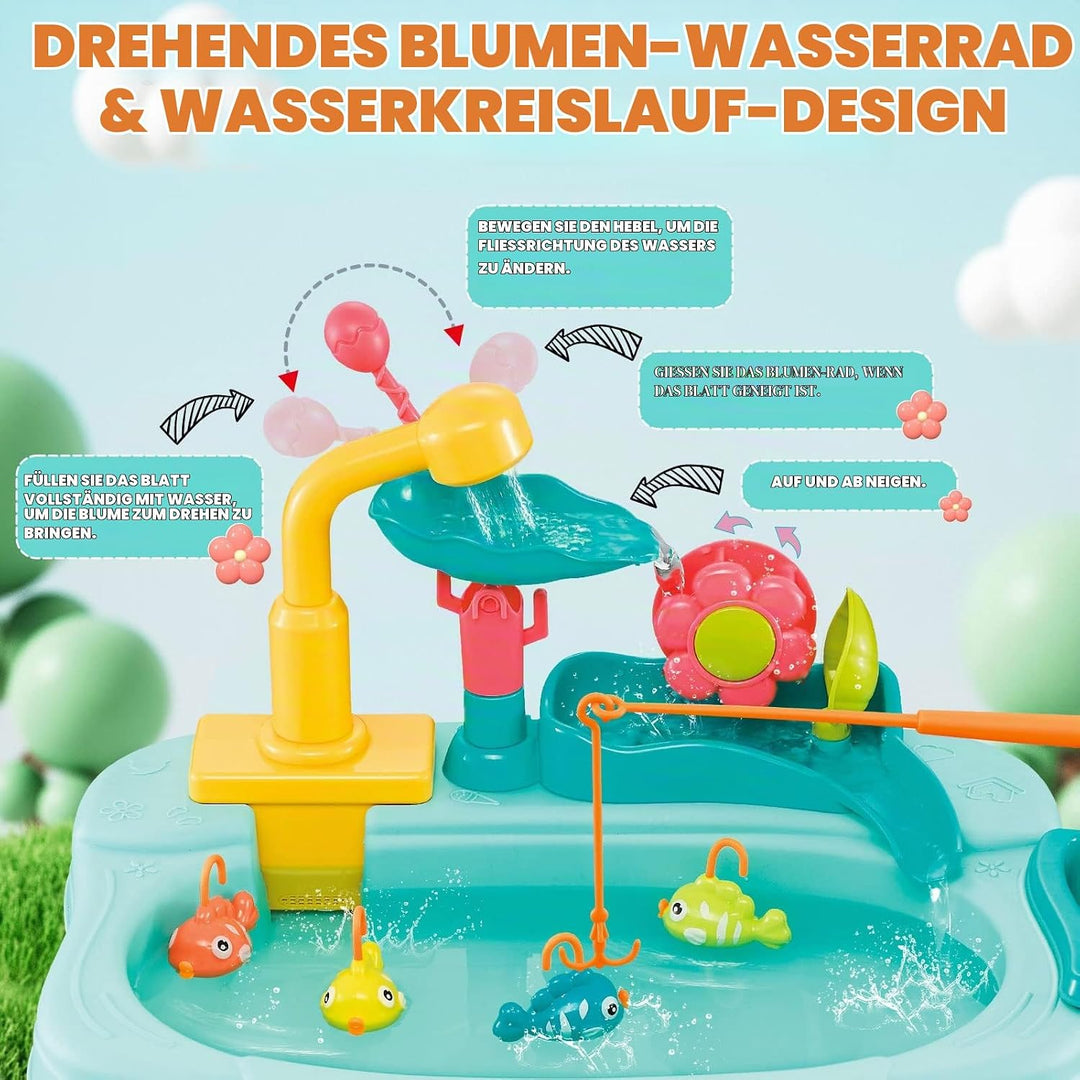 Ark miido Küchenspüle Spielzeug mit fliessendem Wasser, kinderwaschbecken mit Wasserhahn, Waschbecke