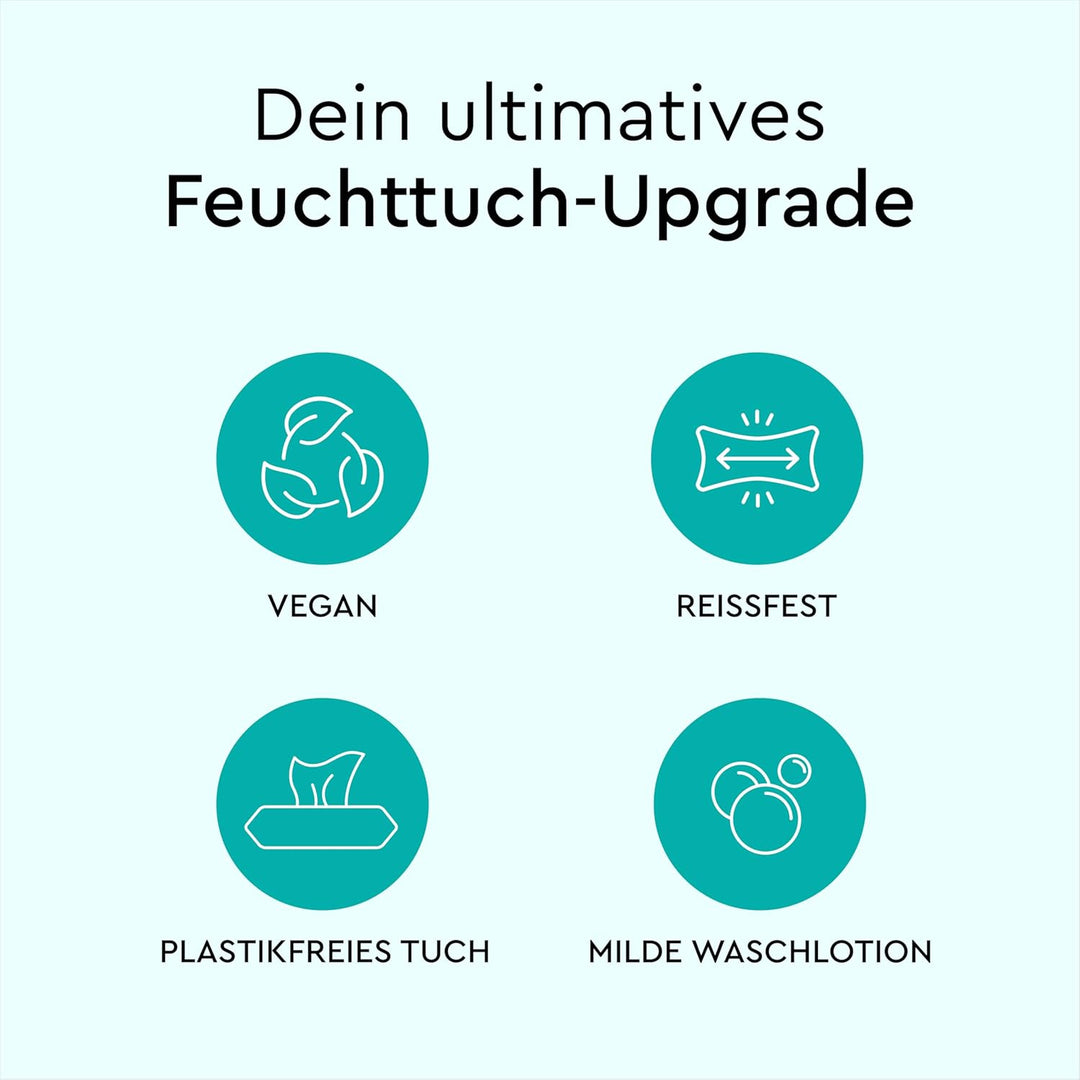 LILLYDOO Feuchte Waschtücher 350 Stück (7 X 50), 100% plastikfrei, extra grosses Tuch, ohne Parfüme