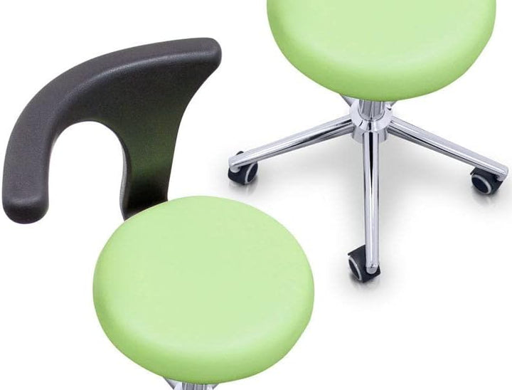 Quirumed Professioneller ergonomischer Hocker mit Rückenlehne, silberfarben, Gestell aus Edelstahl,