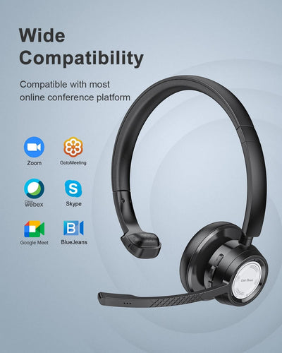 Link Dream Bluetooth Headset mit Mikrofon & USB Dongle - Wireless mit Geräuschunterdrückung & 20 Stu