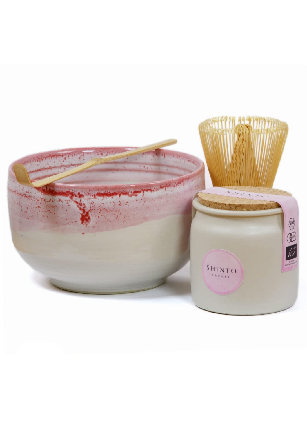 Matcha-Pulver Set Shinto® Saphir - mit Prime Grade Grüntee-Pulver, einzigartiger handgefertigter Sch